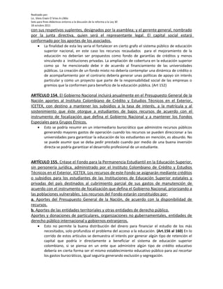 Trabajo sobre proyecto reforma ley 30 men