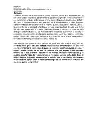 Trabajo sobre proyecto reforma ley 30 men