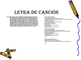 Letra de canción back when Cain was able way before the stable lighting struck right down from the sky a mother ship with fate said let's give it a try conscience was related man he was created lady luck took him by surprise a sweet and bitter fruit it surely opened his eyes well she ate it lordy it was love at first bite well she ate it never knowin wrong from right even Eve in Eden voices tried deceiving with lies that showed the lady the way at first she stopped turned and tried to walk away man he was believer lady was deceiver so the story goes but you see that snake was he she just climbed right up his tree chorus evil came like rainin' who knows who's to blamin' something tried to lay her to waste and all she want and need was just a little taste.. chorus   atrás cuando Caín pudo mucho antes de la cuadra iluminación golpeó la derecha desde el cielo una nave nodriza con el destino dijo vamos a darle una oportunidad conciencia se relacionó el hombre fue creado suerte de la señora lo tomó por sorpresa un fruto dulce y amargo seguramente abrió los ojos así se lo comió lordy fue amor a primera mordida así se lo comió Nunca knowin mal de la derecha incluso Eva en el Edén voces intentado engañar con mentiras que mostró la señora de la manera en un primer momento se detuvo se volvió y trató de alejarse hombre que era creyente señora era engañador cuenta la historia, pero nos vemos la serpiente fue ella apenas subió hasta su árbol coro el mal vino como lloviendo quién sabe quién tiene la blamin ' algo que trató de sentar a los residuos y todo lo que quieren y necesitan era sólo una pequeña muestra .. coro  