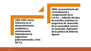 1952-1959, fuerte
influencia en el
desenvolvimiento
académico y
administrativo.
Dependencia de
organismos
gubernamentales....