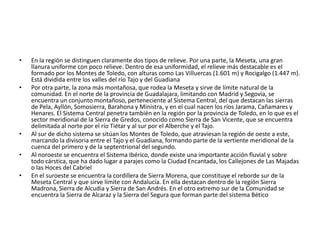 Además del Jarama atraviesan la comunidad autónoma otros dos afluentes del Tajo: el río Guadarrama, que nace al pie del puerto de Fuenfría y pasa por Collado Villalba y el río Alberche, que tiene su origen en la Sierra de Gredos (Ávila) y pasa por el extremo occidental de la región. El río Tajo, que nace en los Montes Universales(Teruel) y desemboca en el océano Atlántico (en Lisboa), atraviesa la Comunidad de Madrid a lo largo de 70 km, haciendo de frontera con Toledo en algunos tramos. La única población de importancia que atraviesa en la comunidad es Aranjuez (Madrid)ClimaEl clima dominante en Madrid es el mediterráneo continentalizado. En invierno aparecen anticiclones térmicos sobre La Mancha que dan a la región un tiempo seco y frío, en esta situación son frecuentes las nieblas, que llegan a ser persistentes. En la Comunidad hay que hablar de la irregularidad climática que introduce                              el medio urbano. Las precipitaciones                                         presentan un notable gradiente desde                                el valle del Tajo, donde no se alcanzan los                                 500 mm año, hacia las montañas,en las                            que se pueden superar los 1.500 mm                               año. En la mayor parte de la región llueve                         menos de 700 mm.VegetaciónLa vegetación natural de la región es el bosque mediterráneo de encina y alcornoques, pero prácticamente ha desaparecido. Sería la vegetación típica del piso basal. El encinar más grande de la Comunidad se encuentra en la rampa entre el valle del Tajo y Guadarrama, es el monte del Pardo y de Viñuelas. En el resto de la región es más normal que predominen las especies subseriales arbustivas, en formaciones de garriga, maquia o estepa mediterránea, que además se corresponden, generalmente, con áreas abandonadas.PoblaciónLa población de Madrid ha ido experimentando un importante aumento desde que se transformó en capital.            Según los últimos datos disponibles, a 1 de julio de 2005 la población de Madrid ascendía a 3.228.914 habitantes, con un aumento de 271.856 habitantes respecto al censo de 2001. La ciudad de Madrid tiene una densidad de población media de 5.208,6 hab/km² o 52  hab/ Ha.Inmigración por barrios