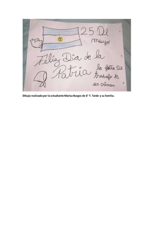 Dibujo realizadopor la estudiante Marisa Burgos de 6° T. Tarde y su familia.
 