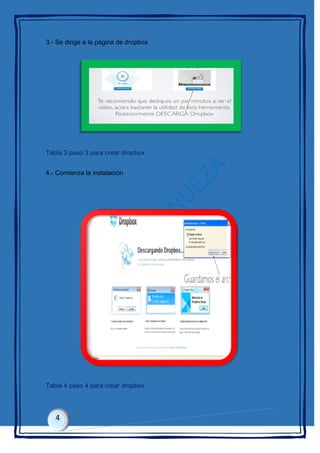 3.- Se dirige a la página de dropbox
Tabla 3 paso 3 para crear dropbox
4.- Comienza la instalación
Tabla 4 paso 4 para crear dropbox
 