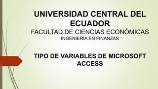 Tipo de variables de Microsoft Access | PPTX