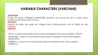 Vari Caracter Tipo de variables de PowerDesigner | PPTX