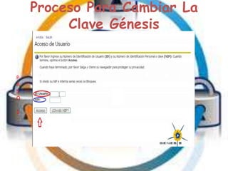 Proceso Para Cambiar La
Clave Génesis
P
A
S
O
1