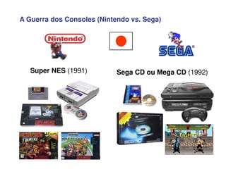 Super NES (1991) Sega CD ou Mega CD (1992)
A Guerra dos Consoles (Nintendo vs. Sega)
 