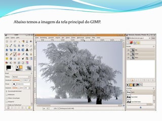 Abaixo temos a imagem da tela principal do GIMP.
 