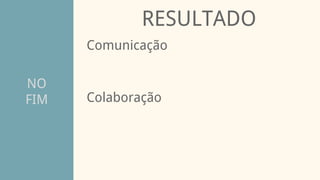 NO
FIM
RESULTADO
Comunicação
Colaboração
 