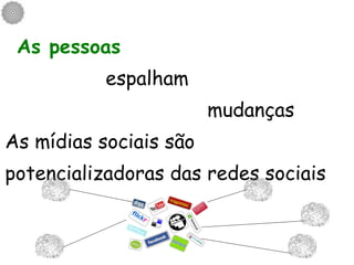 As pessoas espalham mudanças As mídias sociais são potencializadoras das redes sociais 