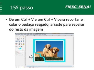 15º passo 
• De um Ctrl + V e um Ctrl + V para recortar e 
colar o pedaço resgado, arraste para separar 
do resto da imagem 
 