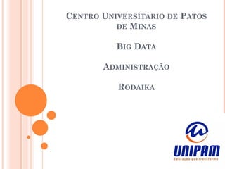 CENTRO UNIVERSITÁRIO DE PATOS
DE MINAS
BIG DATA
ADMINISTRAÇÃO
RODAIKA
 