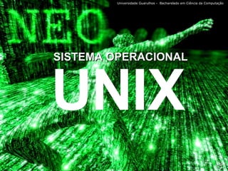 SISTEMA OPERACIONAL UNIX Universidade Guarulhos -  Bacharelado em Ciência da Computação 