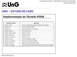 Universidade Guarulhos -  Bacharelado em Ciência da Computação Sistemas Operacionais Professor Anderson Favaro UNIX – ESTUDO DE CASO Robert D’salles Queiroz 