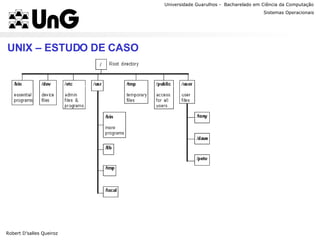 Universidade Guarulhos -  Bacharelado em Ciência da Computação Sistemas Operacionais Professor Anderson Favaro UNIX – ESTUDO DE CASO Robert D’salles Queiroz 
