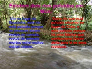 Existem   dois rios poluídos em Mós: Um no lugar da Boucinha, este rio está poluído porque as pessoas atiram restos de comida, restos de animais mortos entre muitas outras coisas. Outro rio que está poluído situa-se no lugar da Chão, e está poluído porque há uma fábrica que confecciona Doces deita para lá os seus resíduos. 