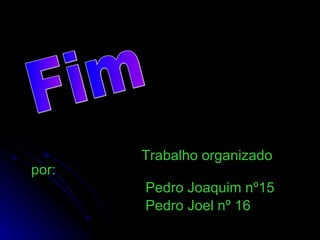 Trabalho organizado por: Pedro Joaquim nº15 Pedro Joel nº 16 Fim 