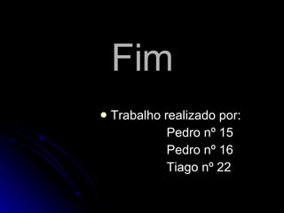 Fim Trabalho realizado por: Pedro nº 15 Pedro nº 16 Tiago nº 22 