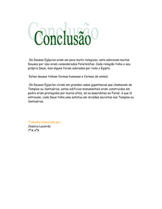 Trabalho De Historia Os Deuses Do Egipto 7ºA