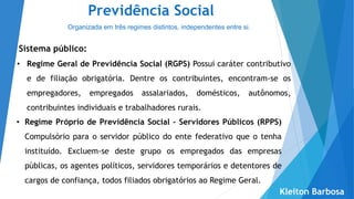 Trabalho de previdência social e assistência social - Direito Constitucional III