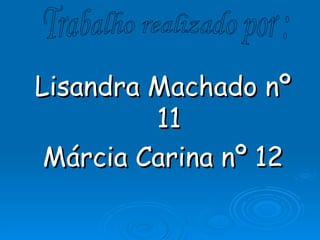 Lisandra Machado nº 11 Márcia Carina nº 12 Trabalho realizado por : 