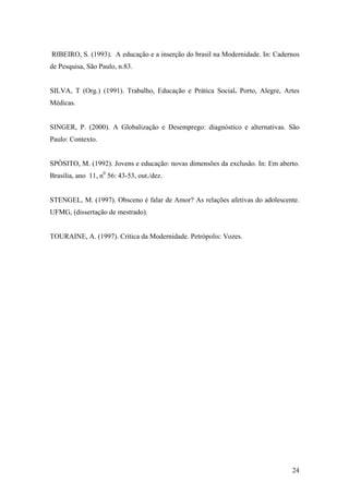 Trabalho, juventude e exclusão social