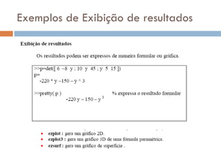 Exemplos de Exibição de resultados 