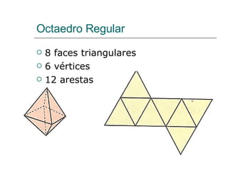 Octaedro Regular 8 faces triangulares 6 vértices 12 arestas 