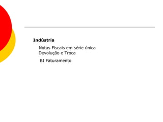 Indústria   Notas Fiscais em série única   Devolução e Troca   BI Faturamento   