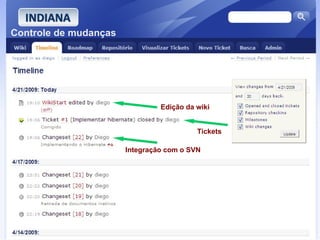 Controle de mudanças




                                Edição da wiki


                                          Tickets

                       Integração com o SVN
 