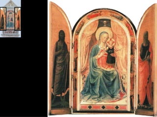 “Angelico pensa o belo como
 manifesto para todo intelecto
  claro. A perspectiva é, sem
    dúvida, um processo do
 intelecto claro, e, portanto, é
   um processo legítimo, ou
     melhor, necessário”.
              […]
“No tabernáculo dos Linaioli, o
  degrau é perspéctico, mas a
    perspectiva serve para
determinar um plano luminoso,
 que espelha a luz por baixo e
define o volume ideal de luz em
     que desceu a figura”.
 