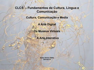 CLC5 – Fundamentos de Cultura, Língua e
Comunicação
Cultura, Comunicação e Media
A Arte Digital
Os Museus Virtuais
A Arte Interativa
Dulce Varino Velho
2014-05-15
Digital Art Of Adam Martinakis
 