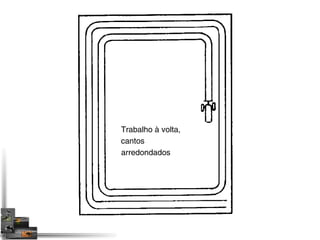 Trabalho à volta, 
cantos 
arredondados 
 
