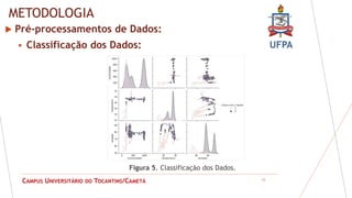 UFPA
CAMPUS UNIVERSITÁRIO DO TOCANTINS/CAMETÁ
METODOLOGIA
 Pré-processamentos de Dados:
 Classificação dos Dados:
12
Figura 5. Classificação dos Dados.
 