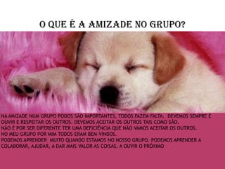O que é a amizade no grupo?
 