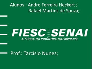 Alunos : Andre Ferreira Heckert ;
Rafael Martins de Souza;
Prof.: Tarcísio Nunes;
 