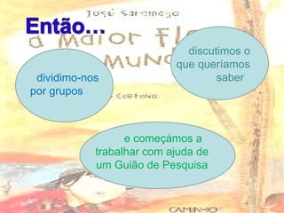 dividimo-nos por grupos discutimos o que queríamos saber  e começámos a trabalhar com ajuda de um Guião de Pesquisa 