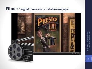 Filme: Osegredodosucesso–trabalhoemequipe
SEDF-CRET-ECARNIQUEIRA-
EEAA-ANAÍHAESERPEÑA
4
 