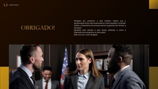 Sullivan Vareiro
OBRIGADO!
Obrigado por assistirem a este trabalho. Espero que a
apresentação tenha sido esclarecedora e tenha ajudado a entender
melhor a importância do processo penal na garantia dos direitos e
da justiça.
Agradeço pela atenção e pelo tempo dedicado, e estou à
disposição para perguntas ou discussões.
Mais uma vez, muito obrigado!
 