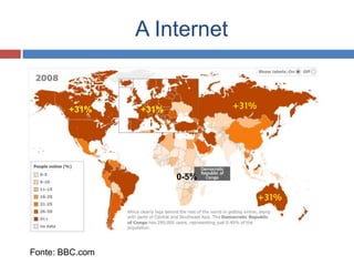 A Internet
+31%+31%
0-5%
Fonte: BBC.com
 