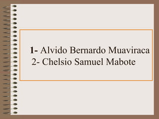 1- Alvido Bernardo Muaviraca 
2- Chelsio Samuel Mabote 
 