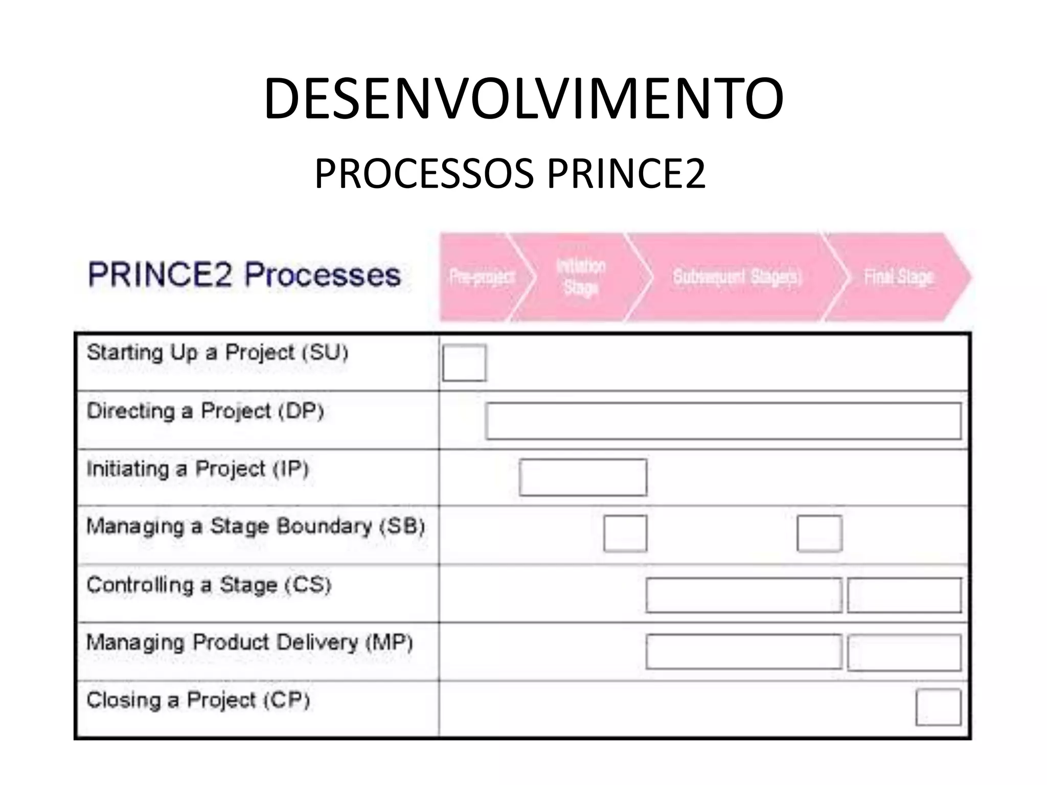 DESENVOLVIMENTO
PROCESSOS PRINCE2
 