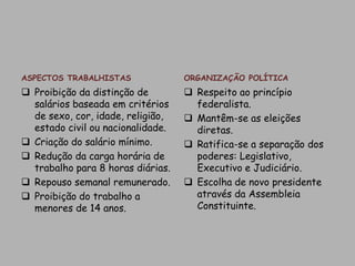  Assegurou-se a criação de um ensino primário gratuito e obrigatório.