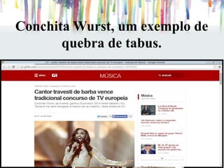 Conchita Wurst, um exemplo de
quebra de tabus.
 