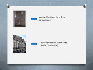 Vue de l'intérieur de la Tour
de minimum
Façade donnant sur la Loire
(salle Charles VIII)
 