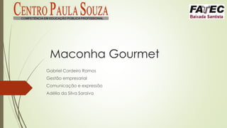 Maconha Gourmet
Gabriel Cordeiro Ramos
Gestão empresarial
Comunicação e expressão
Adélia da Silva Saraiva
 