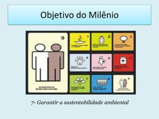 Objetivo do Milênio                 7- Garantir a sustentabilidade ambiental