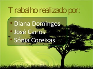 Trabalho realizado por: Diana Domingos José Carlos Sónia Coreixas 