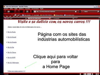 Clique aqui para voltar para  a Home Page Página com os sites das indústrias automobilísticas 