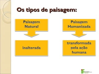 Os tipos de paisagem:
 